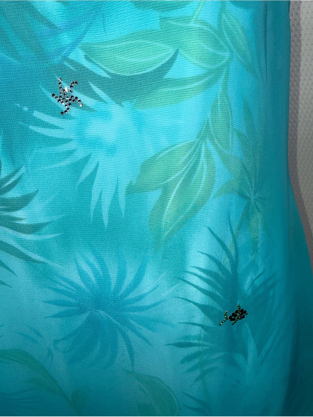Laundry by Shelli Segal Dress Size 8 Turquoise Floral Sheer Overlay Rhinestone Y - Picture 2 of 16